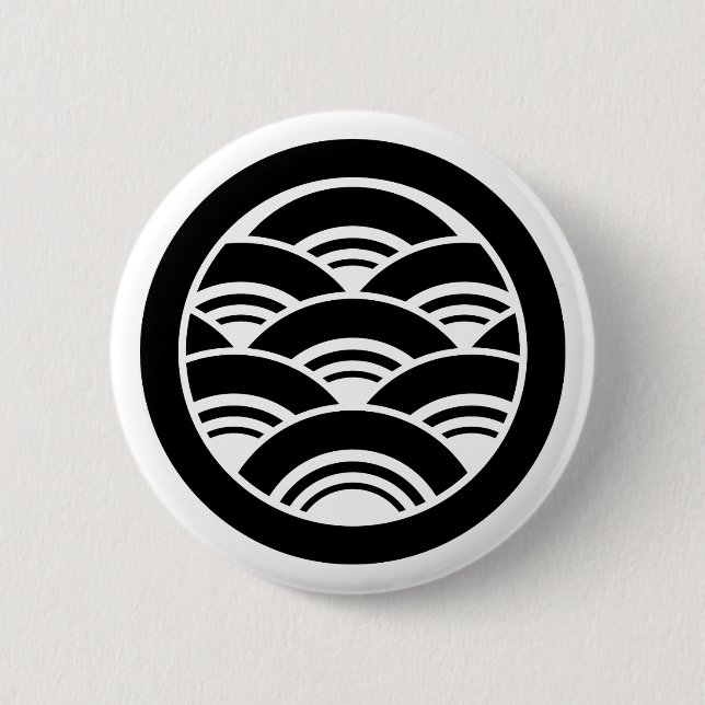 Overlapping waves in circle 6 cm round badge (Front)