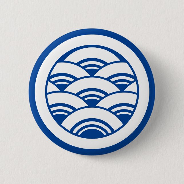 Overlapping waves in circle 6 cm round badge (Front)