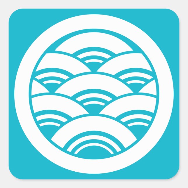 Overlapping waves in circle square sticker (Front)