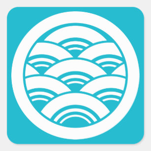 Overlapping waves in circle square sticker