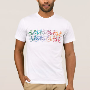 Overlapping Wheels Colorful Bikes White T-Shirt