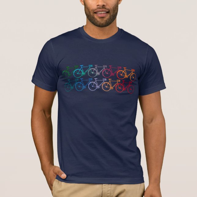 Overlapping Wheels Colour Bikes T-Shirt (Front)