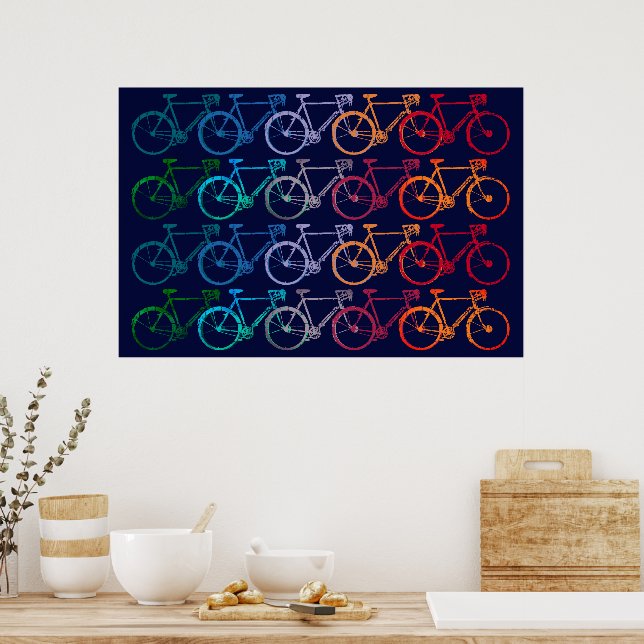 Overlapping Wheels Colourful Bikes Decor (Kitchen)