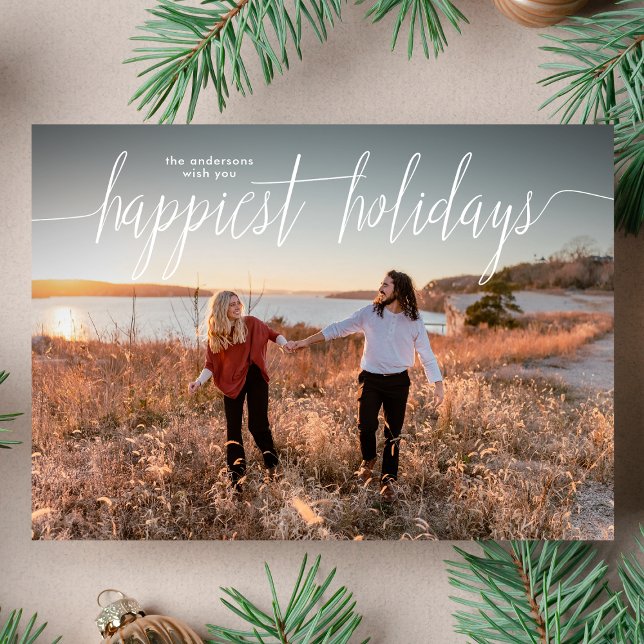 Overlay Happiest Holidays Lettering Photo Card (Creator Uploaded)