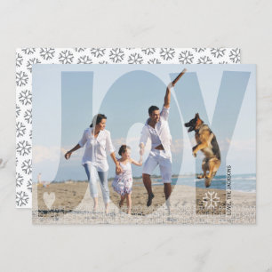 Overlay joy Christmas holiday grey photo card