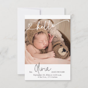Overlay Text Hello Newborn Birth Announcement