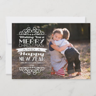 Overlay Typographic Christmas Photo Greeting Holiday Card