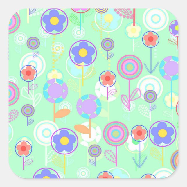 Overlayer Flowers Square Sticker (Front)
