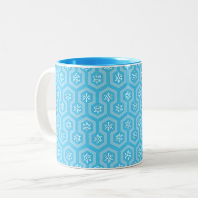 Overlook Snowflake Design Two-Tone Coffee Mug (Front Left)
