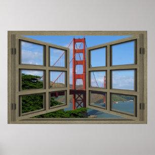 Overlooking The Golden Gate Bridge Window Poster