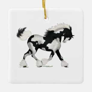 Overo Gypsy Vanner Horse Personalised Christmas Ce Ceramic Ornament