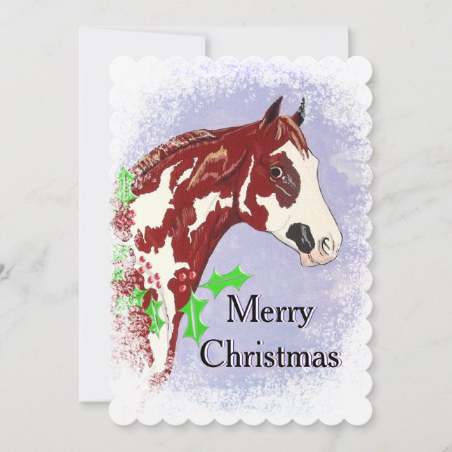 Overo Paint Horse (Christmas) Holiday Card (Front)