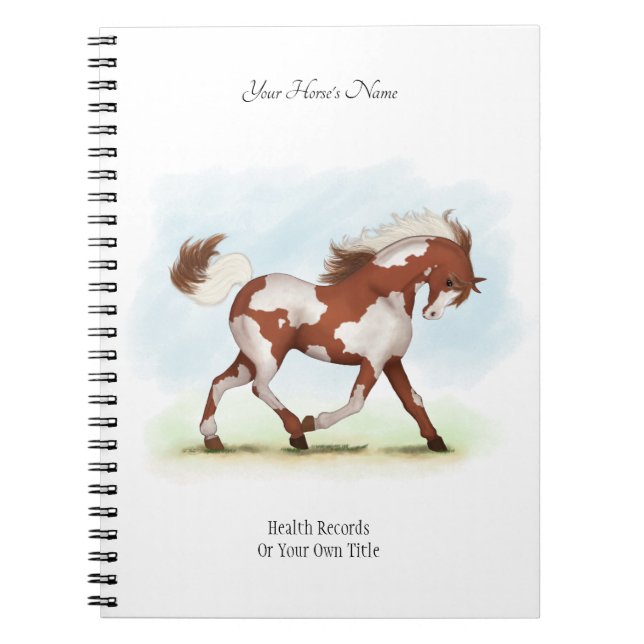 Overo Pinto Personalised Horse Owner's Journal (Front)