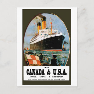 Oversea Cruiser Ship to Canda and USA Postcard