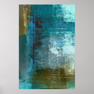 'Oversight' Teal Abstract Art Poster Print