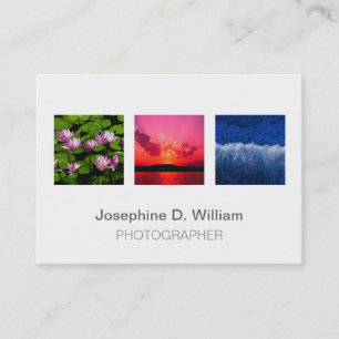 Oversize 3 photos or logo white grey modern chic business card