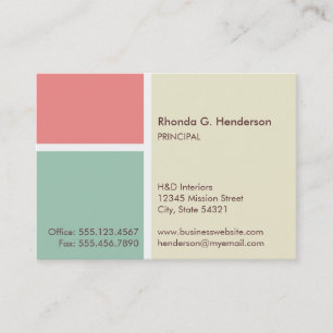 Oversize modern colour block beige professional business card
