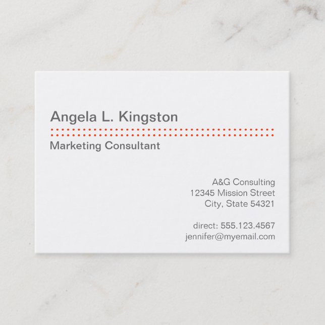 Oversize modern micro dot cherry red grey custom business card (Front)