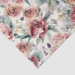 Oversized Botanical Print Pink Roses Peonies Tissue Paper