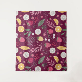 Oversized Botanical Tapestry – Deep Plum Fruit Pat