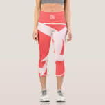 Oversized Initials in Rosé and Red Capri Leggings<br><div class="desc">Red and rosé Capri Leggings with your initials in white. Oversized and intertwined. It looks a bit like graffiti, but it's still style. Also on the waist and more clear in the back. A minimalist and stylish design to make your equipment as unique as not everyone else's.</div>