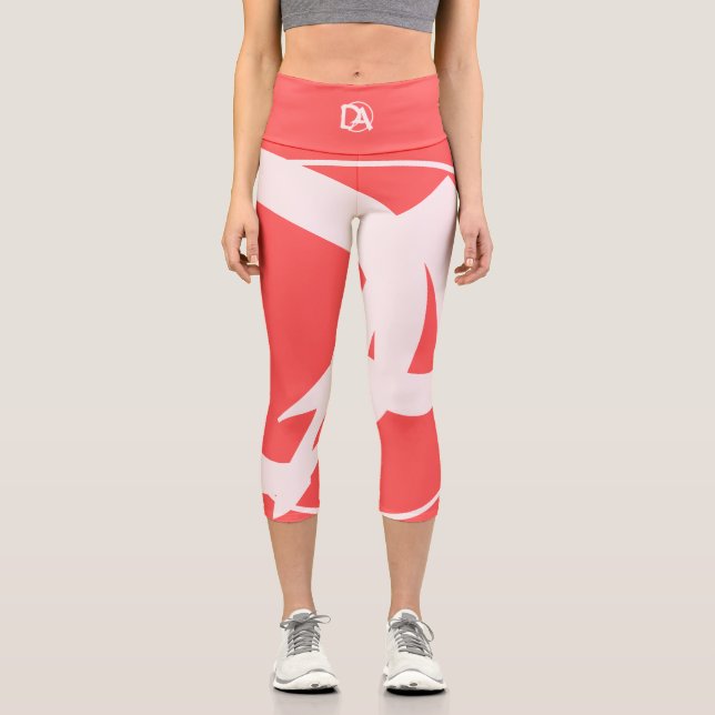 Oversized Initials in Rosé and Red Capri Leggings (Front)
