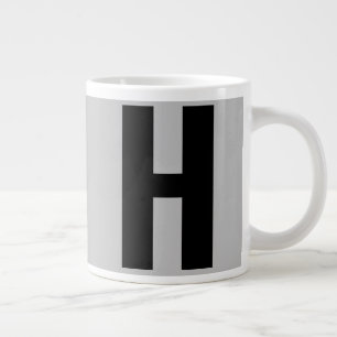 Oversized Monogram Initial in Grey and Black Large Coffee Mug
