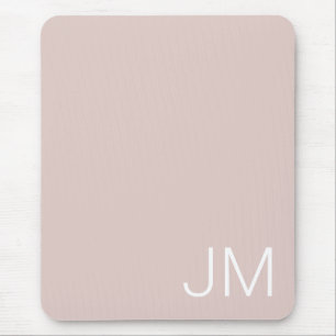 Oversized Monogrammed Blush Pink White Initials Mouse Pad