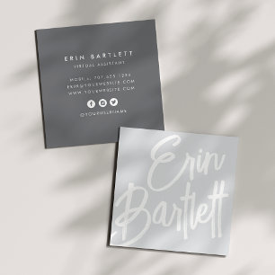 Oversized Name   Sketched Signature Square Business Card