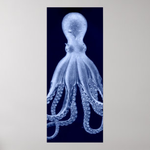Oversized Octopus Triptych II Print in Blue