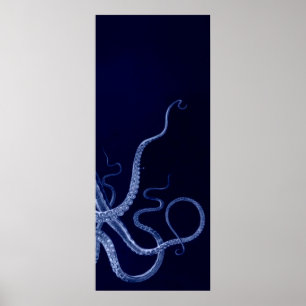 Oversized Octopus Triptych III Print in Blue