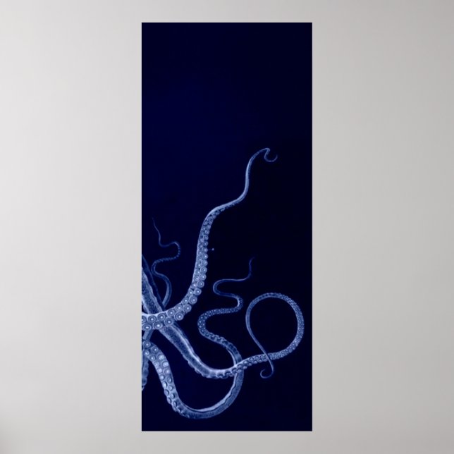 Oversized Octopus Triptych III Print in Blue (Front)