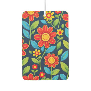 Oversized playful flowers with stitched detailing, car air freshener