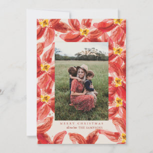 Oversized Red Poinsettia Photo Christmas Card