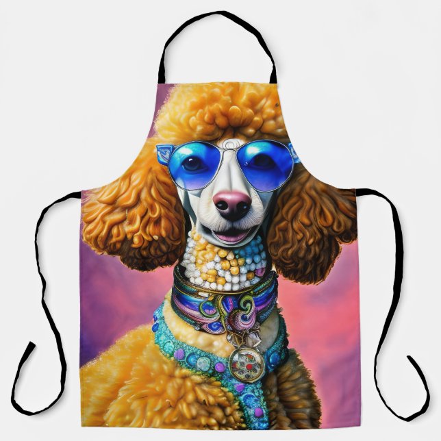 Oversized Sunglasses Poodle Dog Apron (Front)