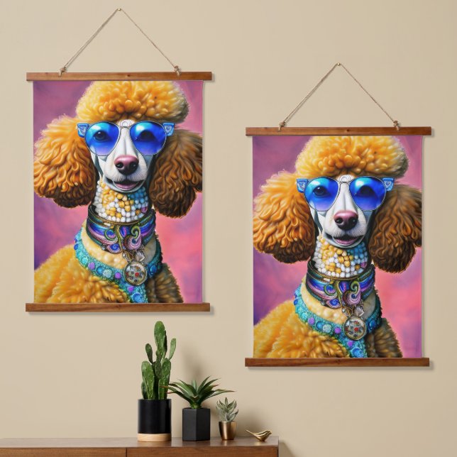 Oversized Sunglasses Poodle Dog Hanging Tapestry (Asymmetrical)