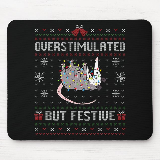 Overstimulated But Festive Funny Possum Ugly Chris Mouse Pad (Front)