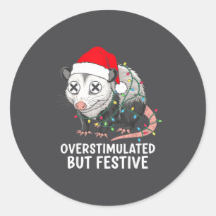 Overstimulated But Festive Ossum Christmas Lighs S Classic Round Sticker