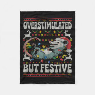 Overstimulated But Festive Ossum Christmas Ugly Sw Fleece Blanket