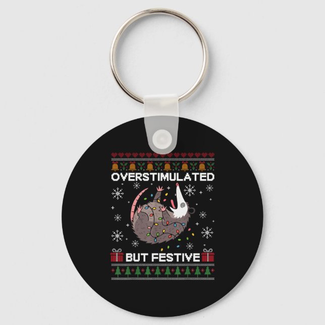 Overstimulated But Festive Ssum Christmas For Men  Key Ring (Front)