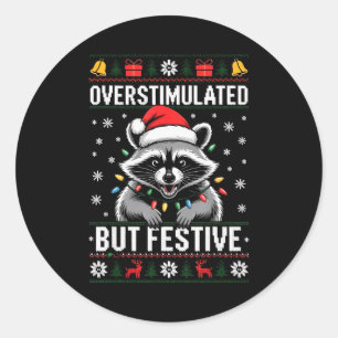 Overstimulated But Festive Ssum Christmas Pajamas  Classic Round Sticker