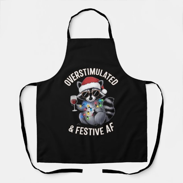 Overstimulated & Festive AF Racoon Espresso Lover Apron (Front)