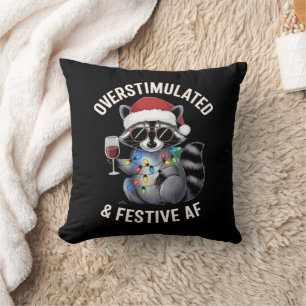 Overstimulated & Festive AF Racoon Espresso Lover Cushion