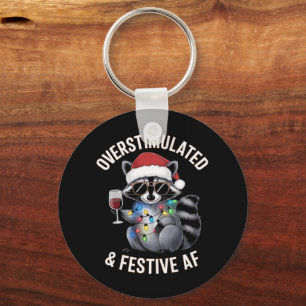 Overstimulated & Festive AF Racoon Espresso Lover Key Ring