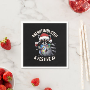 Overstimulated & Festive AF Racoon Espresso Lover Napkin