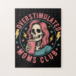 Overstimulated Moms Club Skull Messy Mum Life Jigsaw Puzzle
