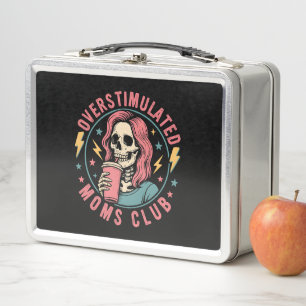 Overstimulated Moms Club Skull Messy Mum Life Metal Lunch Box