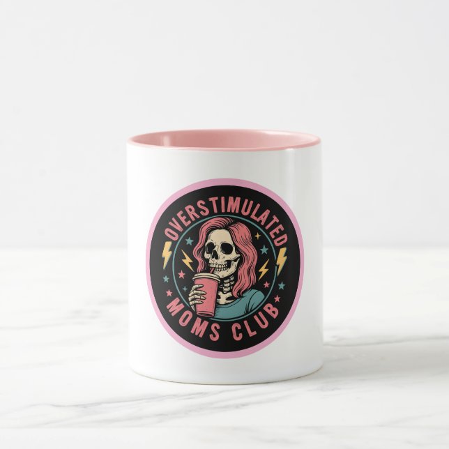 Overstimulated Moms Club Skull Messy Mum Life Mug (Center)