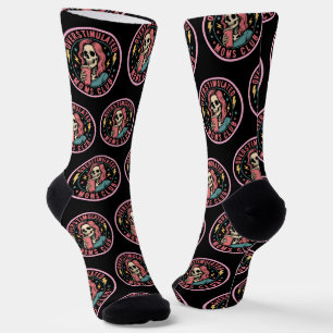 Overstimulated Moms Club Skull Messy Mum Life Socks