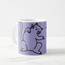 Overstuffed Cat on Purple Mug